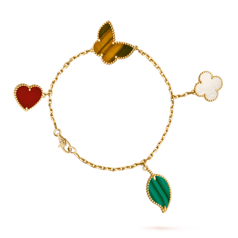 Van Cleef & Arpels HEART BUTTERFLY CLOVER BRACELET 4 MOTIFS
