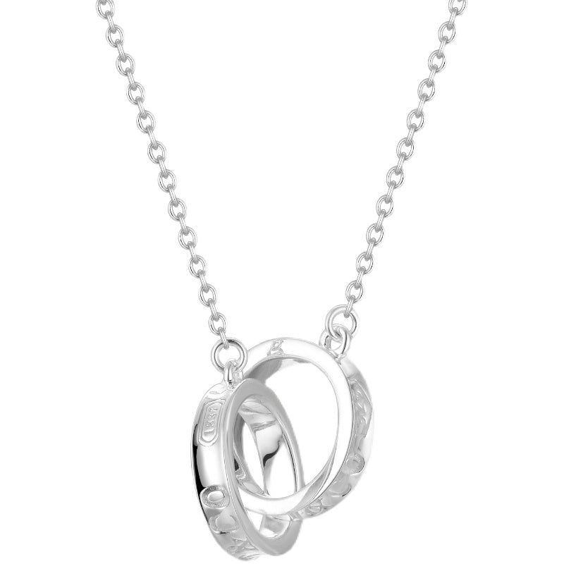 TIFFANY NECKLACE FEMALE DOUBLE RING DOUBLE CIRCLE COUPLE PENDANT