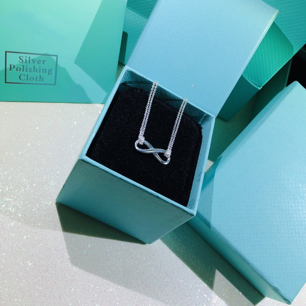 TIFFANY SILVER INFINITY DOUBLE CHAIN NECKLACE