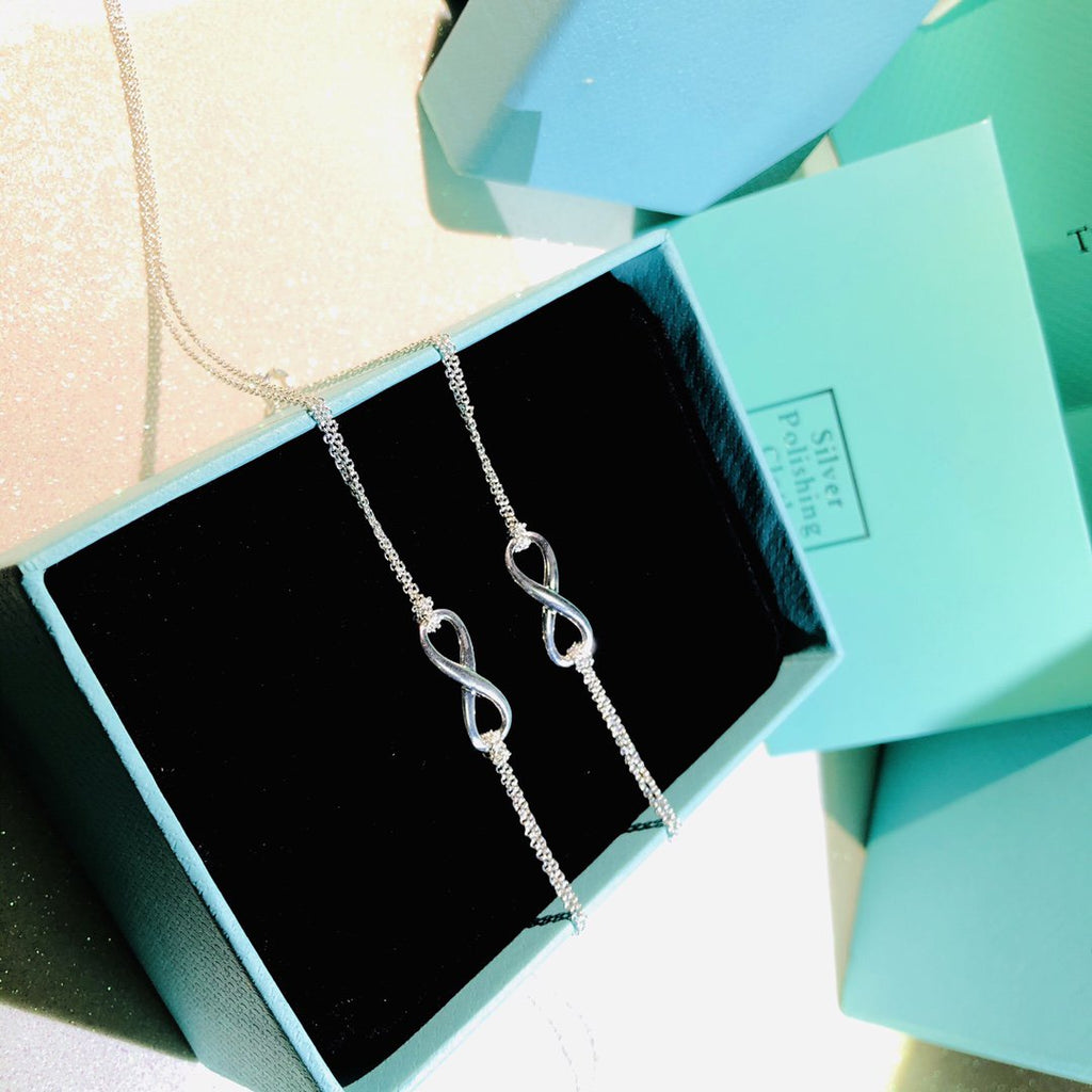 TIFFANY SILVER INFINITY DOUBLE CHAIN NECKLACE