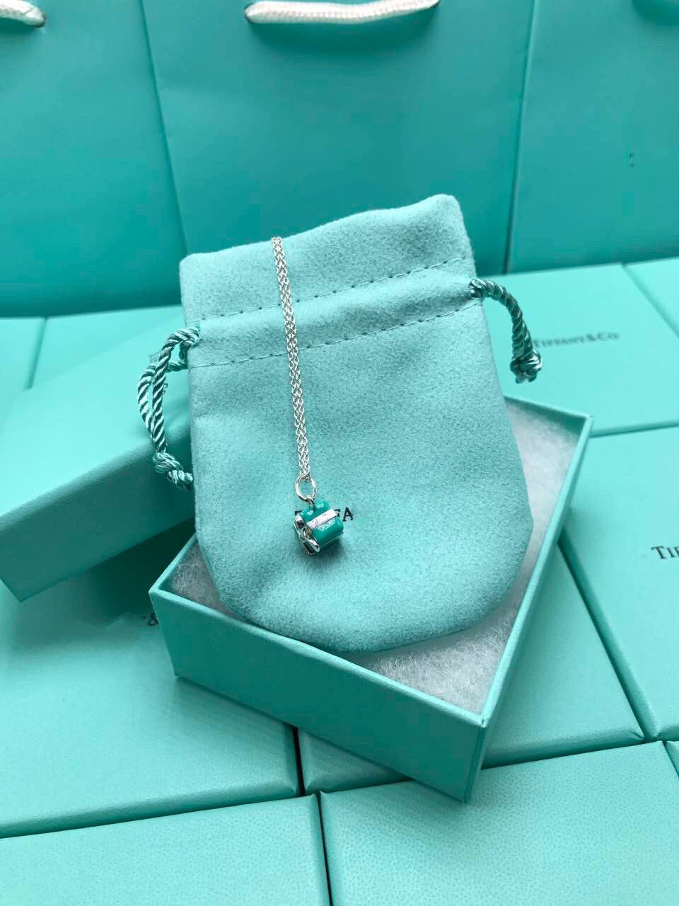 TIFFANY BLUE BOX CHARM NECKLACE