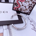 GUCCI STERLING SILVER HIGH BAMBOO OPEN BRACELET