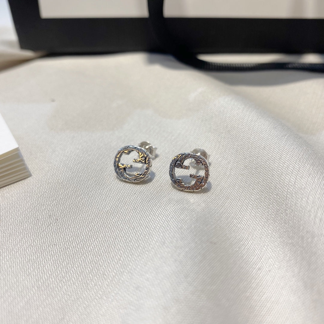GUCCI INTERLOCKING G EARRINGS SILVER