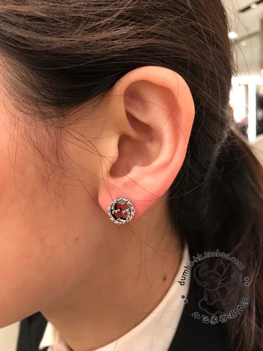 GUCCI INTERLOCKING G EARRINGS SILVER