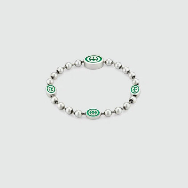 GUCCI INTERLOCKING G BOULE CHAIN BRACELET SILVER