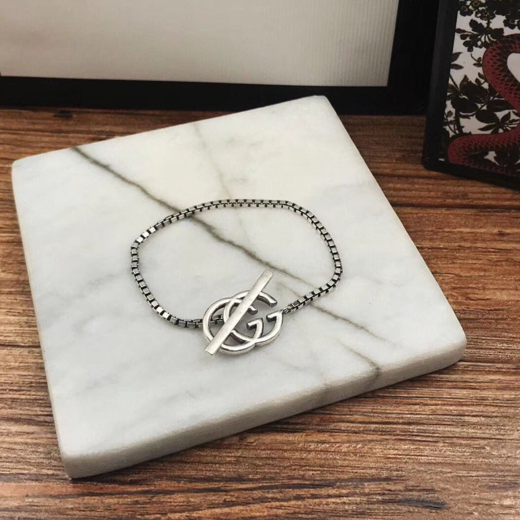 GUCCI STERLING SILVER BRITT DOUBLE G BRACELET