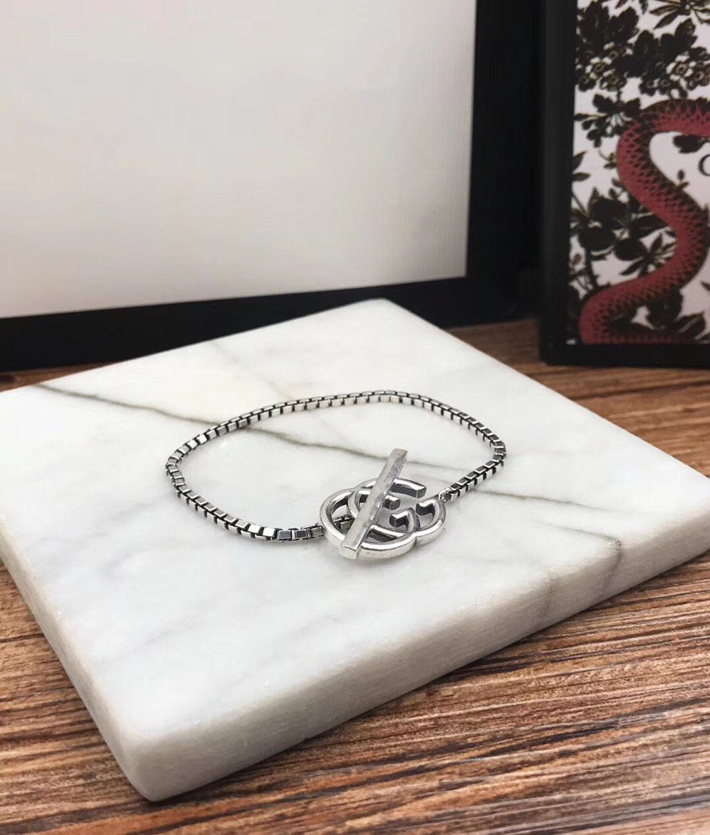 GUCCI STERLING SILVER BRITT DOUBLE G BRACELET