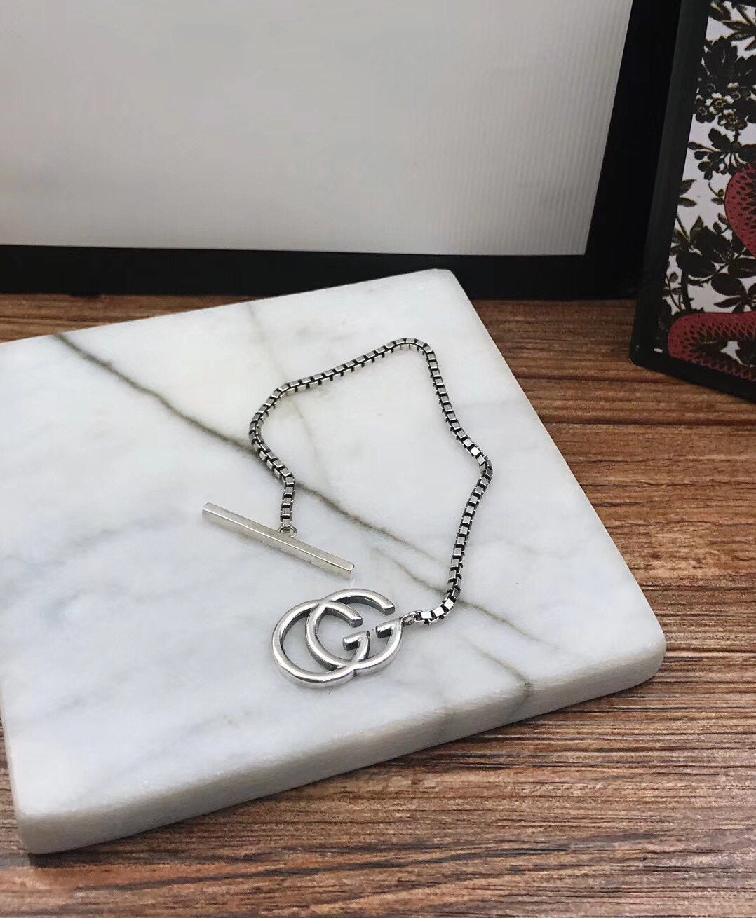 GUCCI STERLING SILVER BRITT DOUBLE G BRACELET