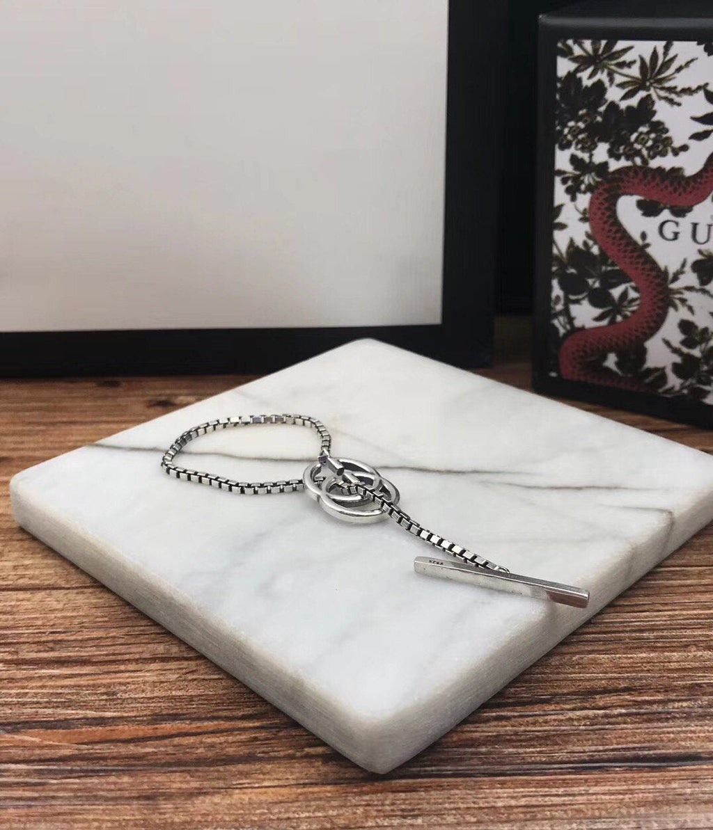 GUCCI STERLING SILVER BRITT DOUBLE G BRACELET