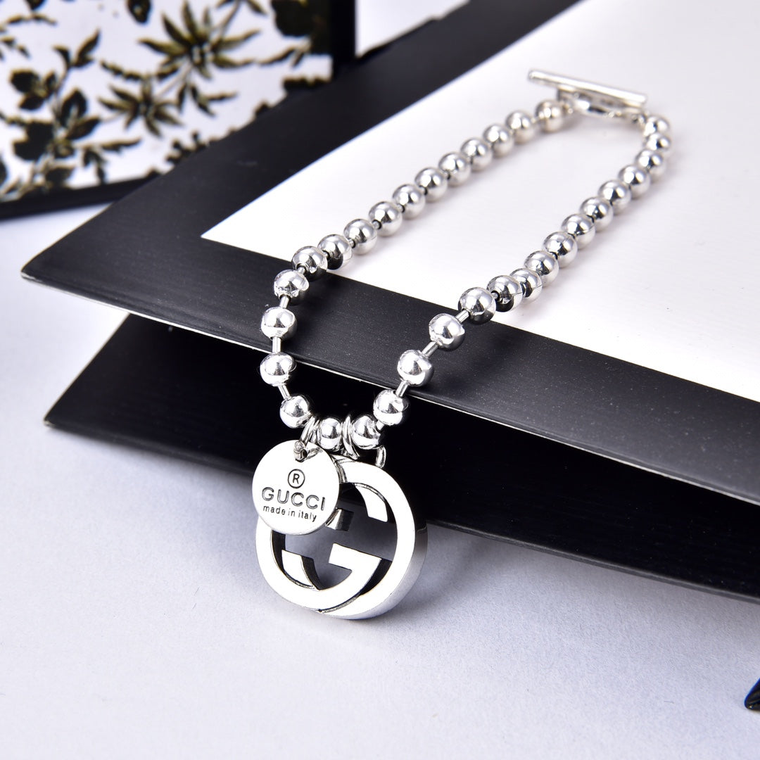 GUCCI BOULE PLATED SILVER CHARM BRACELET