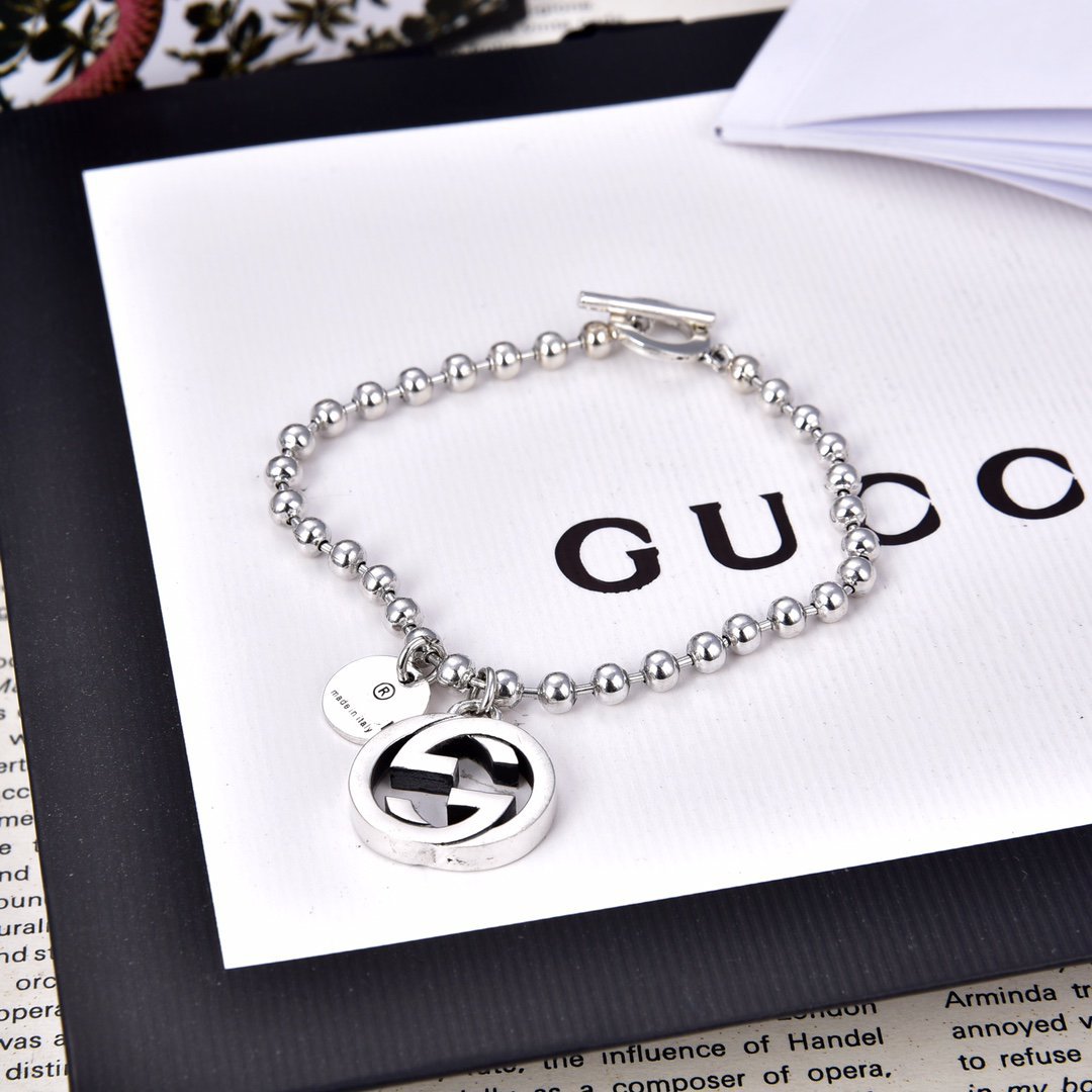 GUCCI BOULE PLATED SILVER CHARM BRACELET