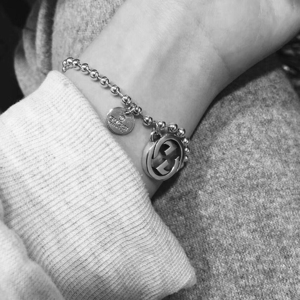 GUCCI BOULE PLATED SILVER CHARM BRACELET