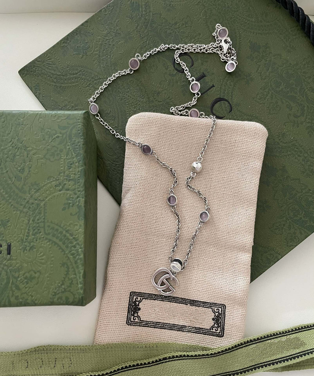 GUCCI DOUBLE G MOTHER-OF-PEARL NECKLACE