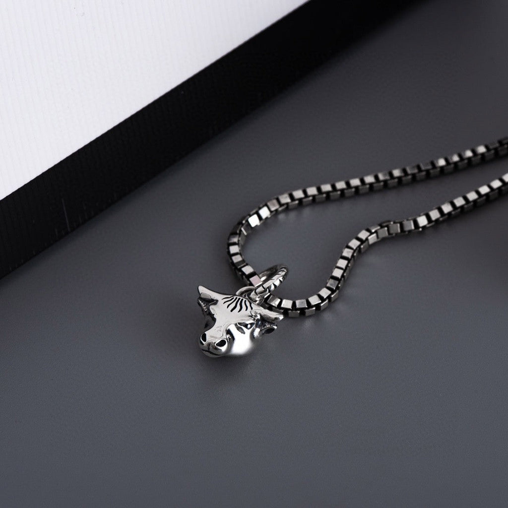GUCCI DOUBLE CLASSIC RETRO STERLING SILVER COW NECKLACE
