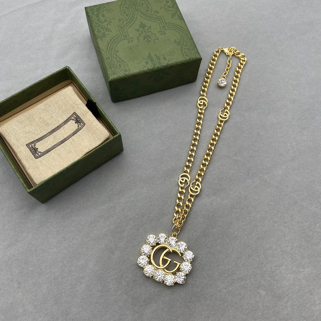 GUCCI DOUBLE G CRYSTAL NECKLACE