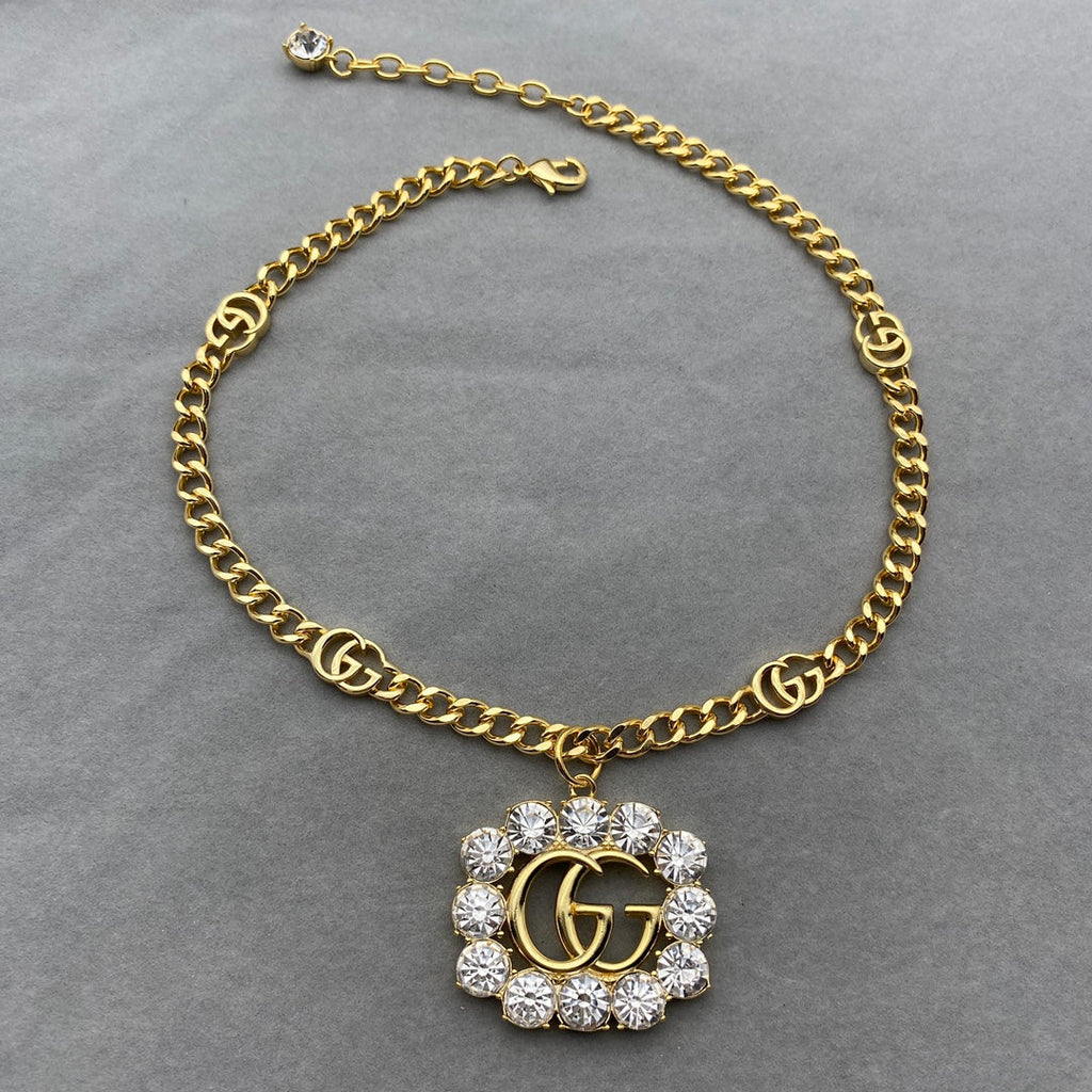 GUCCI DOUBLE G CRYSTAL NECKLACE