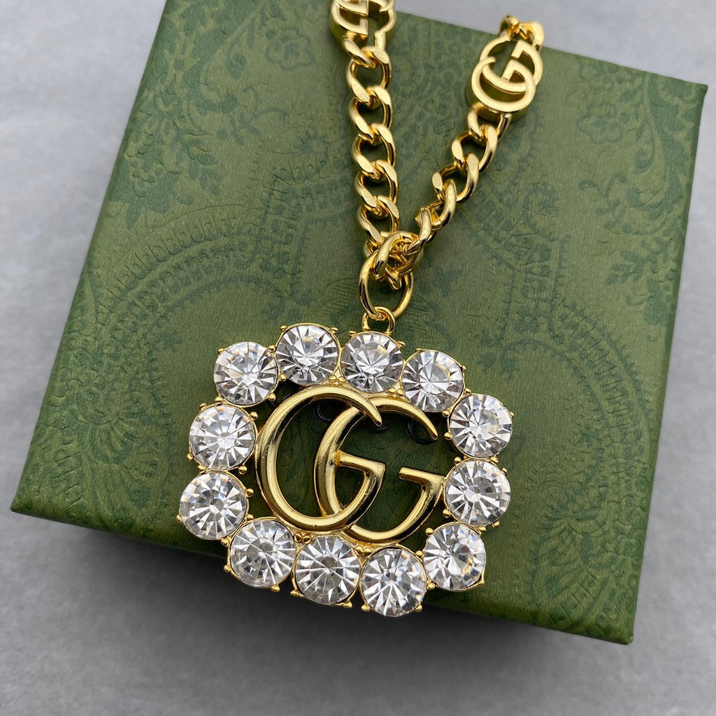GUCCI DOUBLE G CRYSTAL NECKLACE