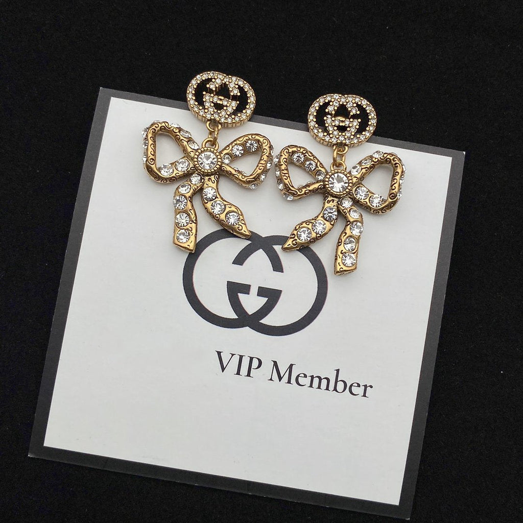 GUCCI BOW EARRINGS GOLD