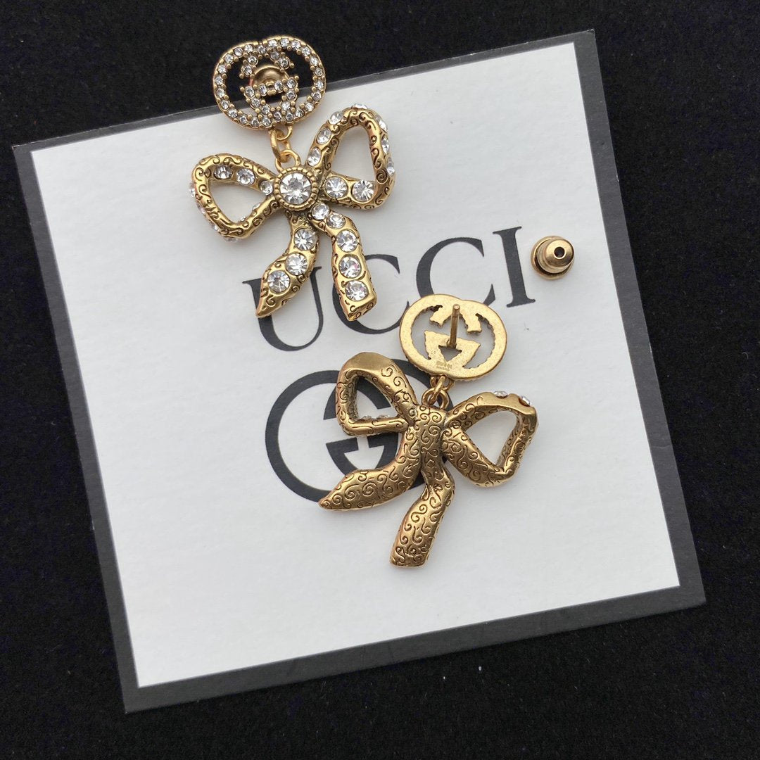 GUCCI BOW EARRINGS GOLD