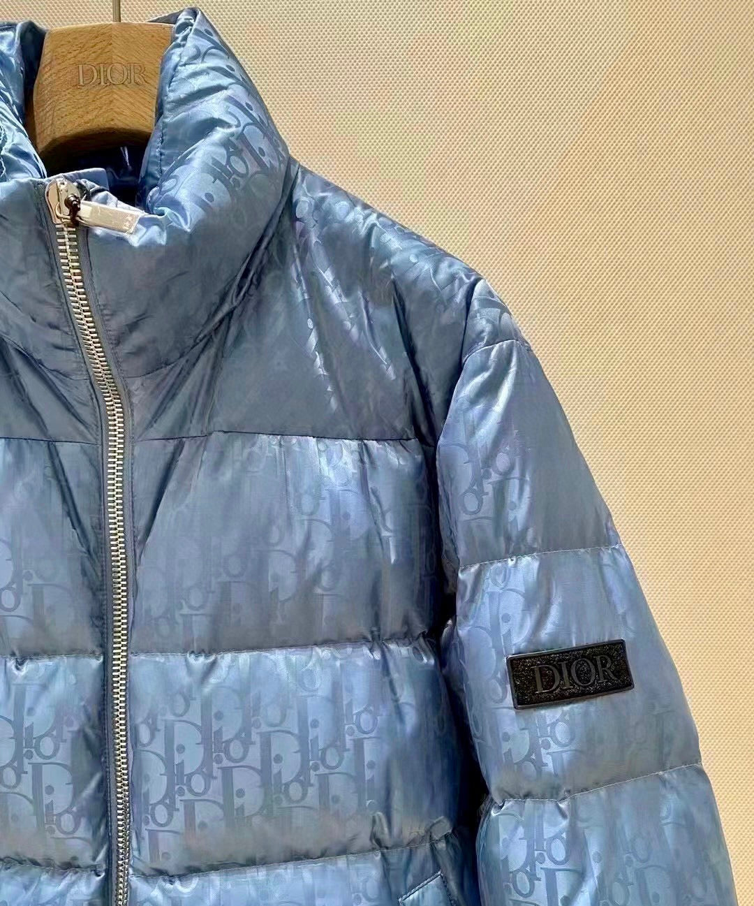 GUCCI Dior Oblique Down Jacket Blue Jacquard Fabric