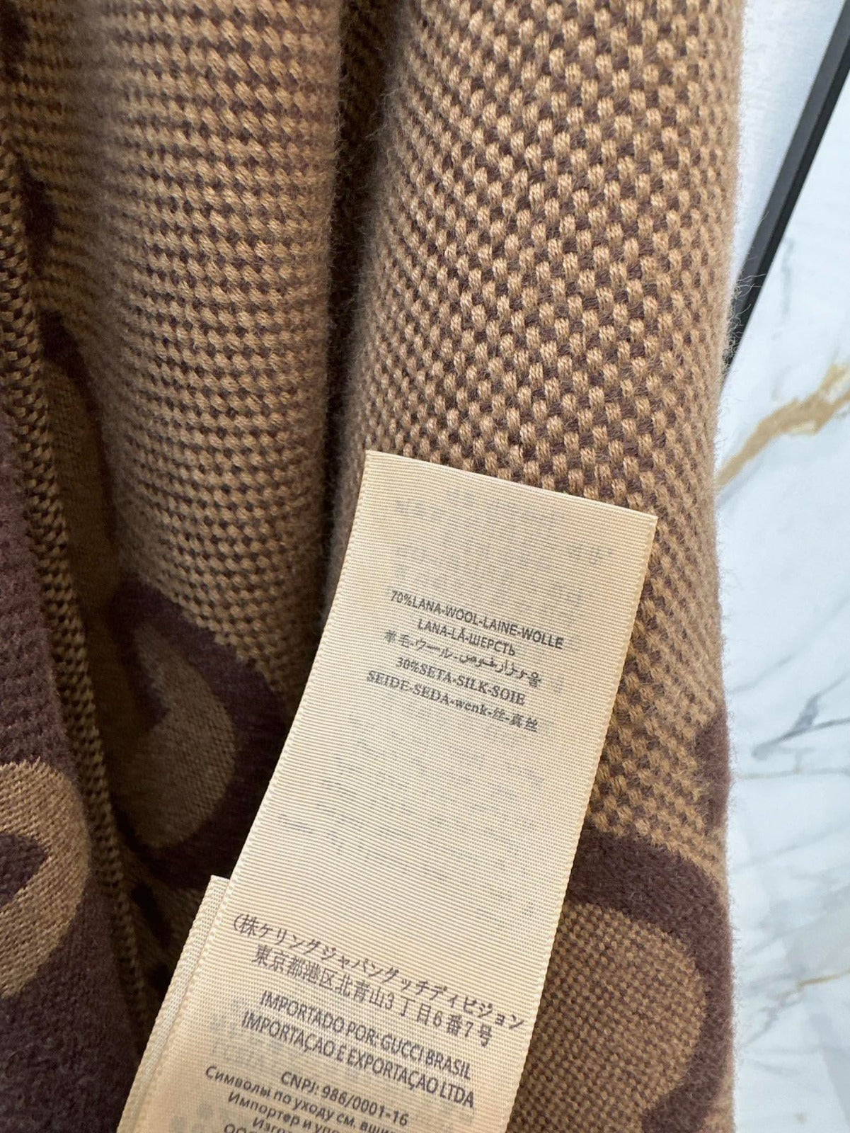 GUCCI REVERSIBLE JUMBO CASHMERE CAPE IN BROWN