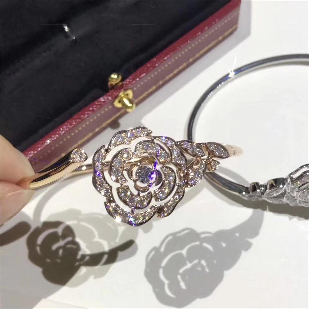 GUCCI BOUTON DE CAMELIA BRACELET PINK GOLD DIAMOND