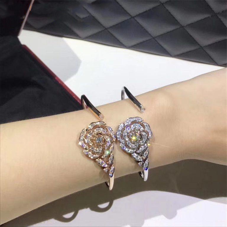 GUCCI BOUTON DE CAMELIA BRACELET PINK GOLD DIAMOND