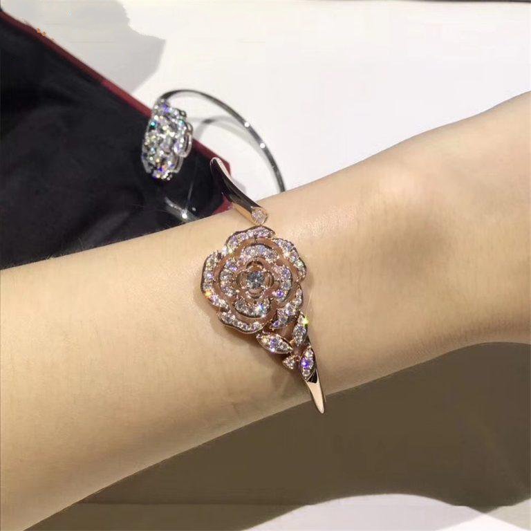 GUCCI BOUTON DE CAMELIA BRACELET PINK GOLD DIAMOND