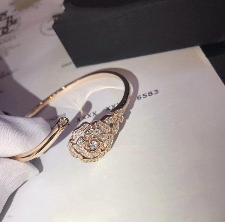GUCCI BOUTON DE CAMELIA BRACELET PINK GOLD DIAMOND