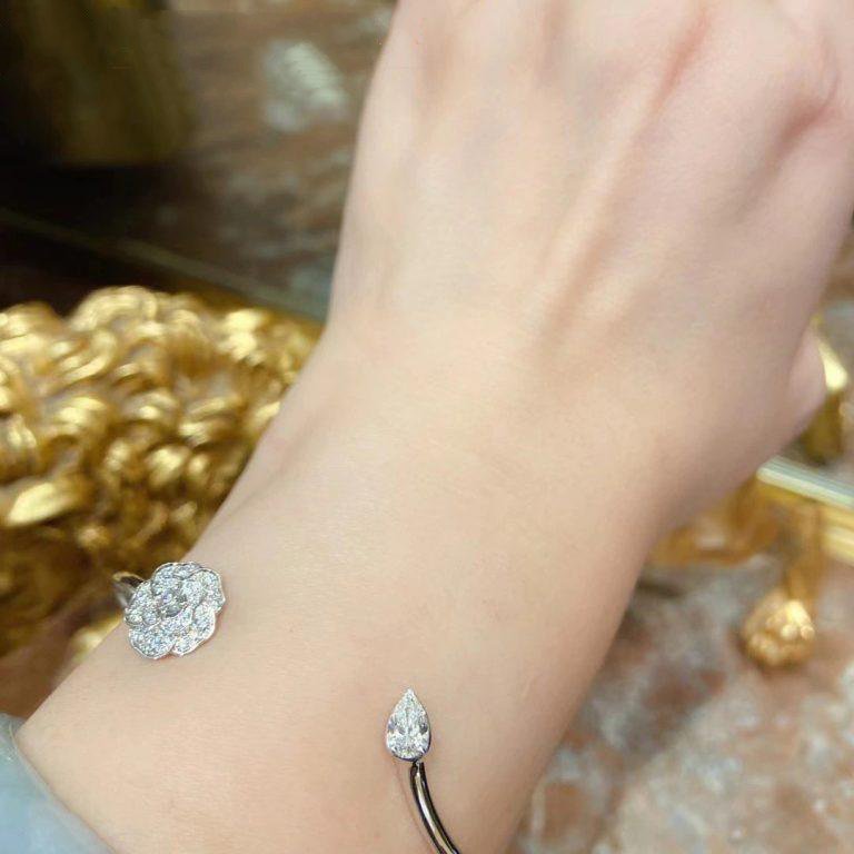 GUCCI PRECIOUS CAMELLIA BRACELET SILVER DIAMOND