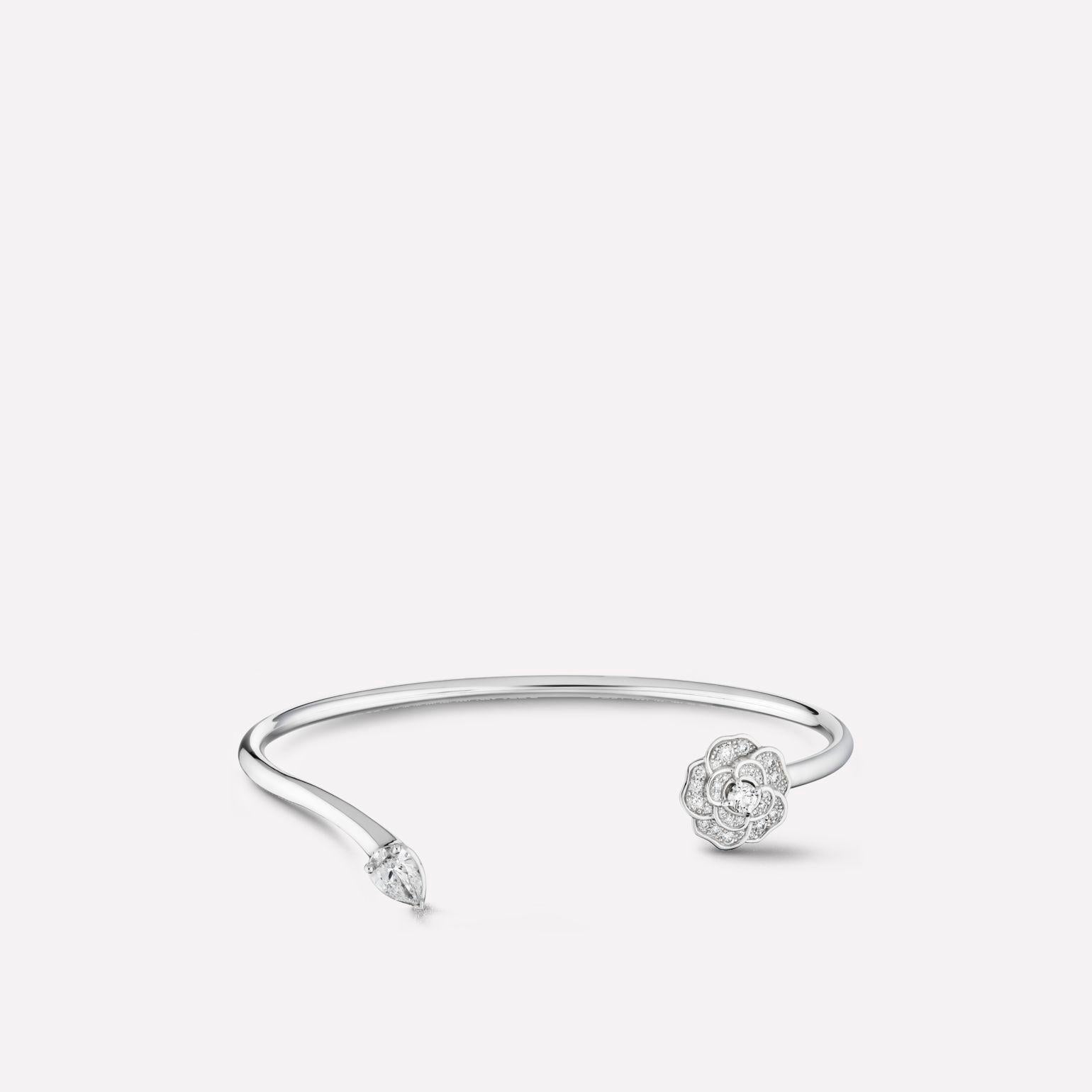 GUCCI PRECIOUS CAMELLIA BRACELET SILVER DIAMOND
