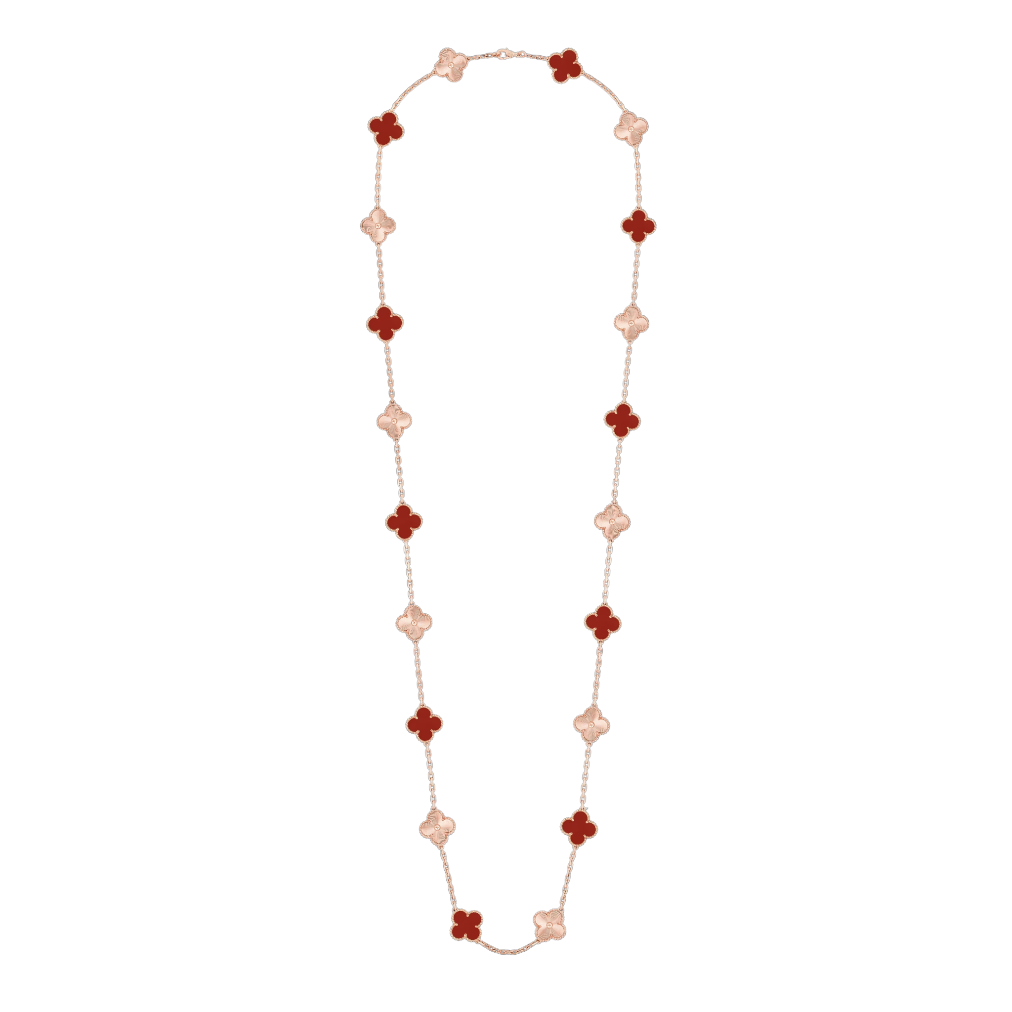 Van Cleef & Arpels CLOVER 20 MOTIF CARNELIAN 86CM NECKLACE