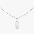 MOVE UNO LM SILVER DIAMOND PAVED NECKLACE
