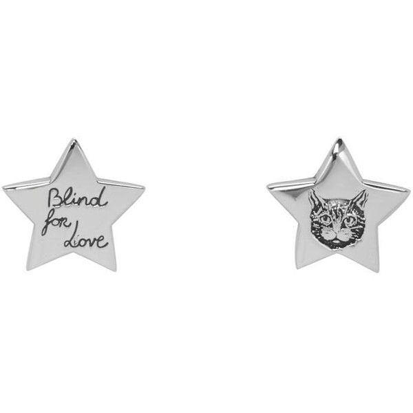 GUCCI SILVER BLIND FOR LOVE STAR EARRINGS