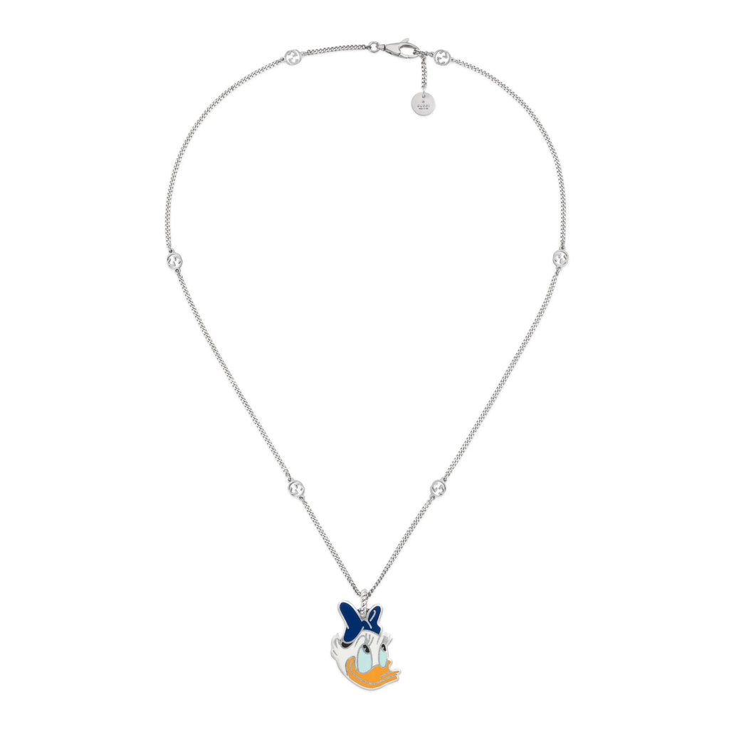 GUCCI DONALD DUCK DOUBLE G STERLING SILVER NECKLACE