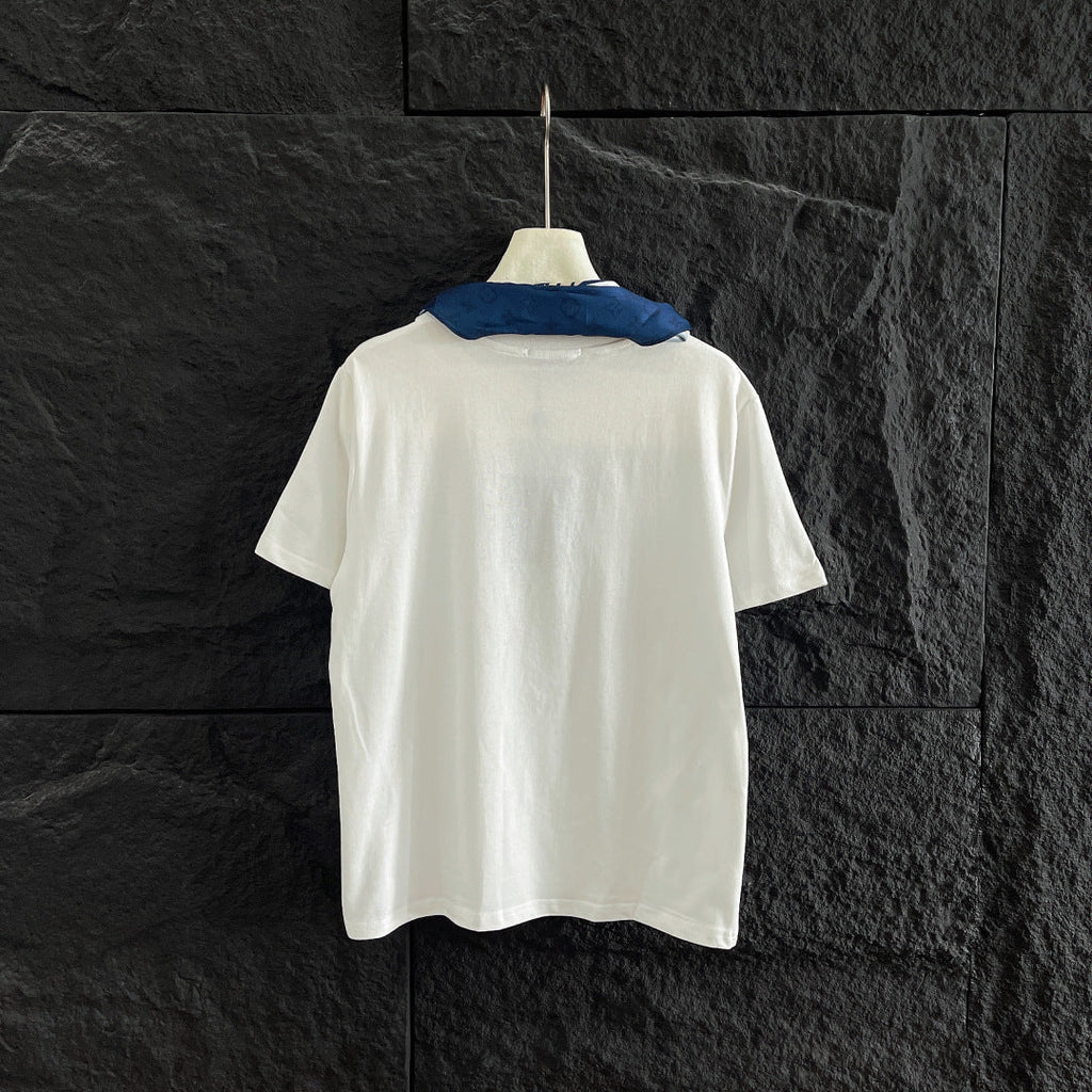 LOUIS VUITTON T-SHIRT WITH LV SILK SCARF IN JERSEY FABRIC 265970