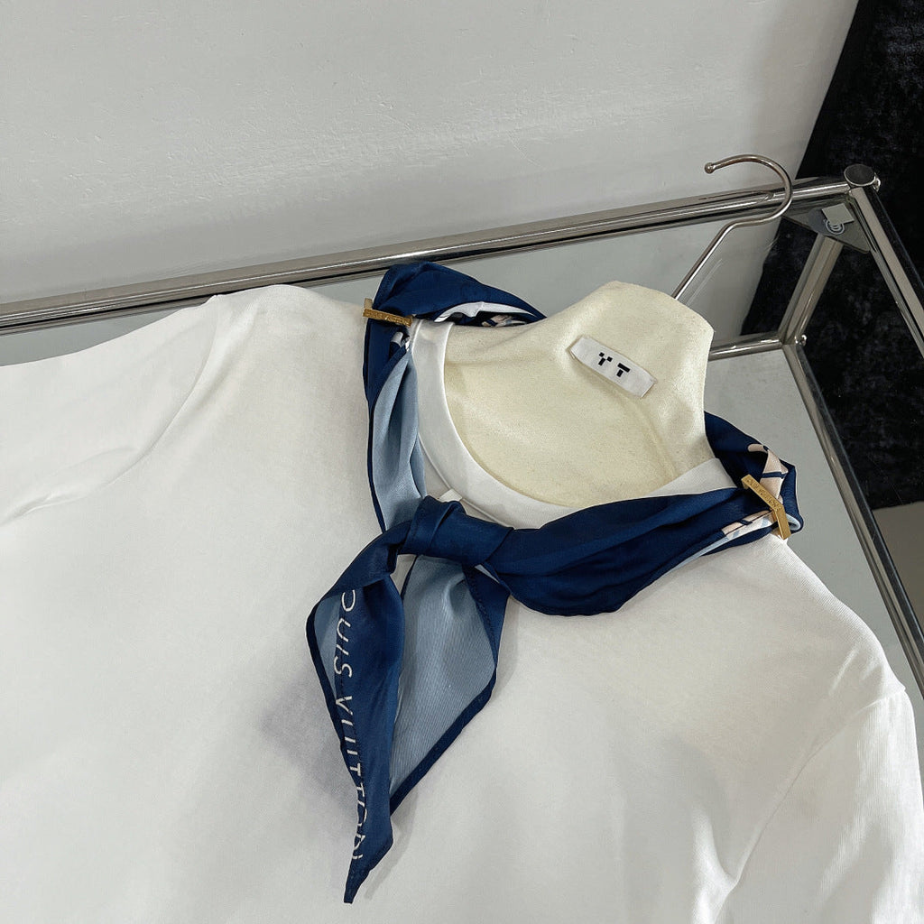 LOUIS VUITTON T-SHIRT WITH LV SILK SCARF IN JERSEY FABRIC 265970