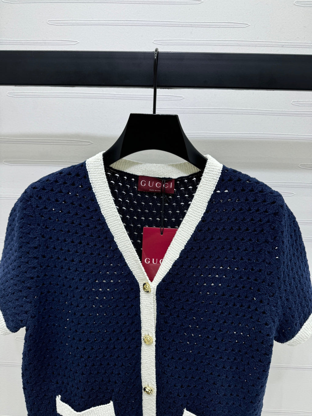 GUCCI SHORT-SLEEVE KNIT CARDIGAN 273214