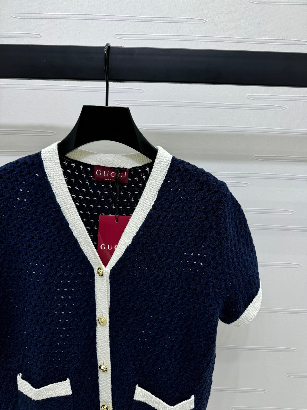 GUCCI SHORT-SLEEVE KNIT CARDIGAN 273214