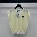 PRADA D 25S STRIPED V-NECK KNITTED VEST 264128