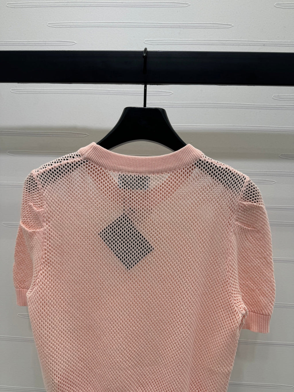 PRADA D 25S HOLLOW KNIT SHORT SLEEVE TOP 264136