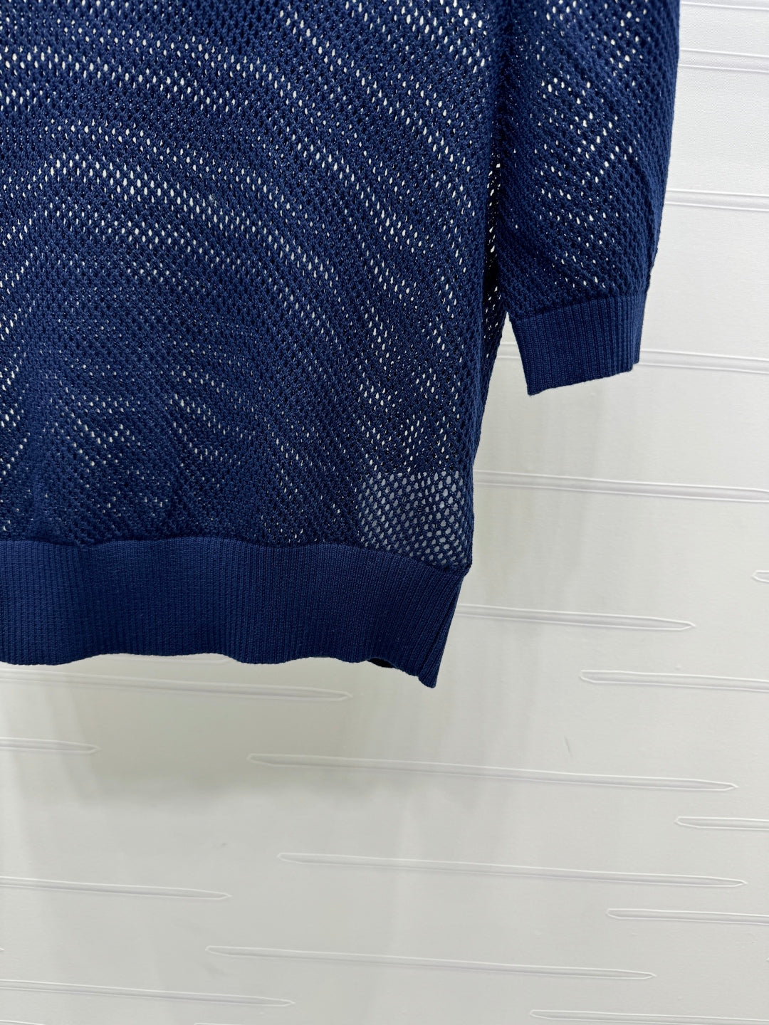 PRADA D 25S HOLLOW KNIT SHORT SLEEVE TOP 264135