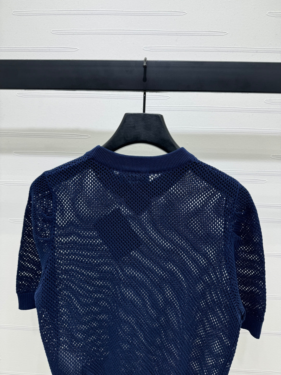 PRADA D 25S HOLLOW KNIT SHORT SLEEVE TOP 264135