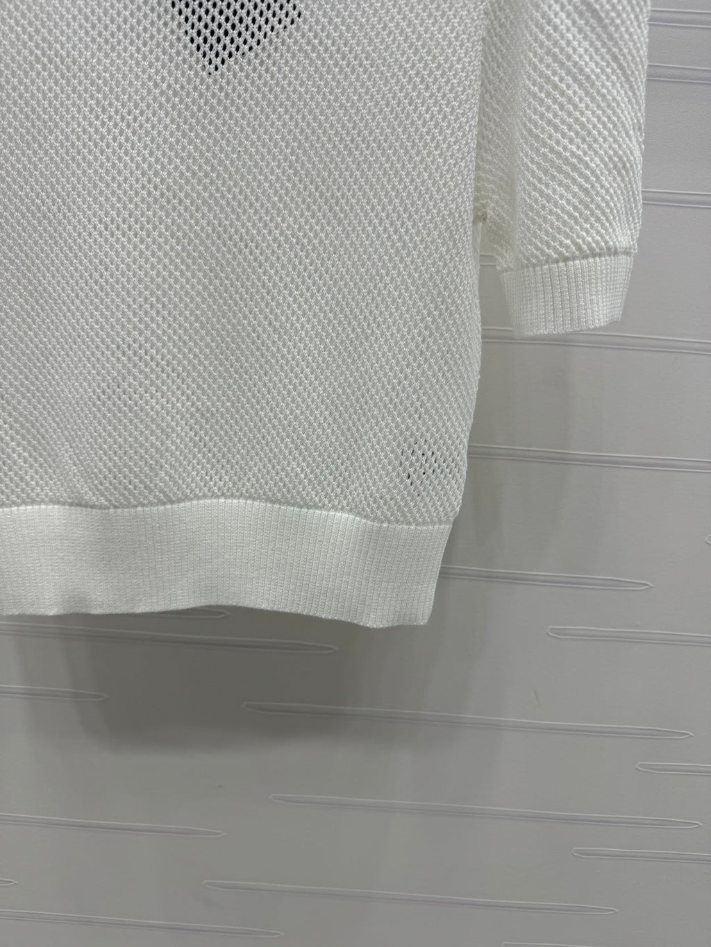 PRADA D 25S HOLLOW KNIT SHORT SLEEVE TOP 264134