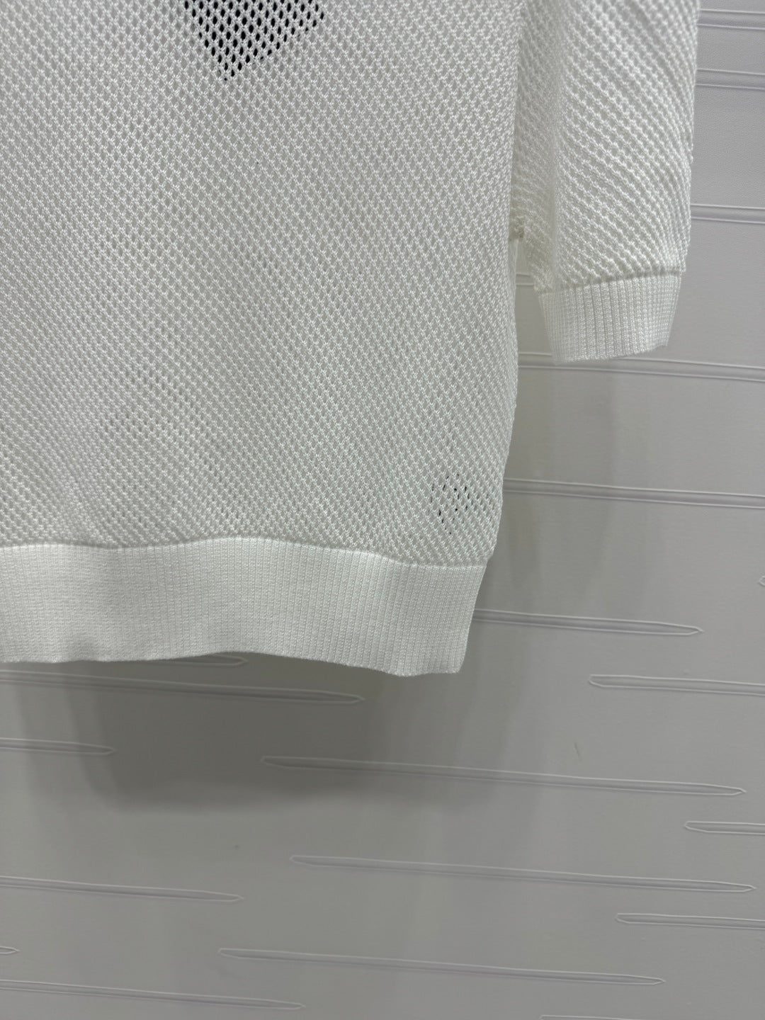 PRADA D 25S HOLLOW KNIT SHORT SLEEVE TOP 264134
