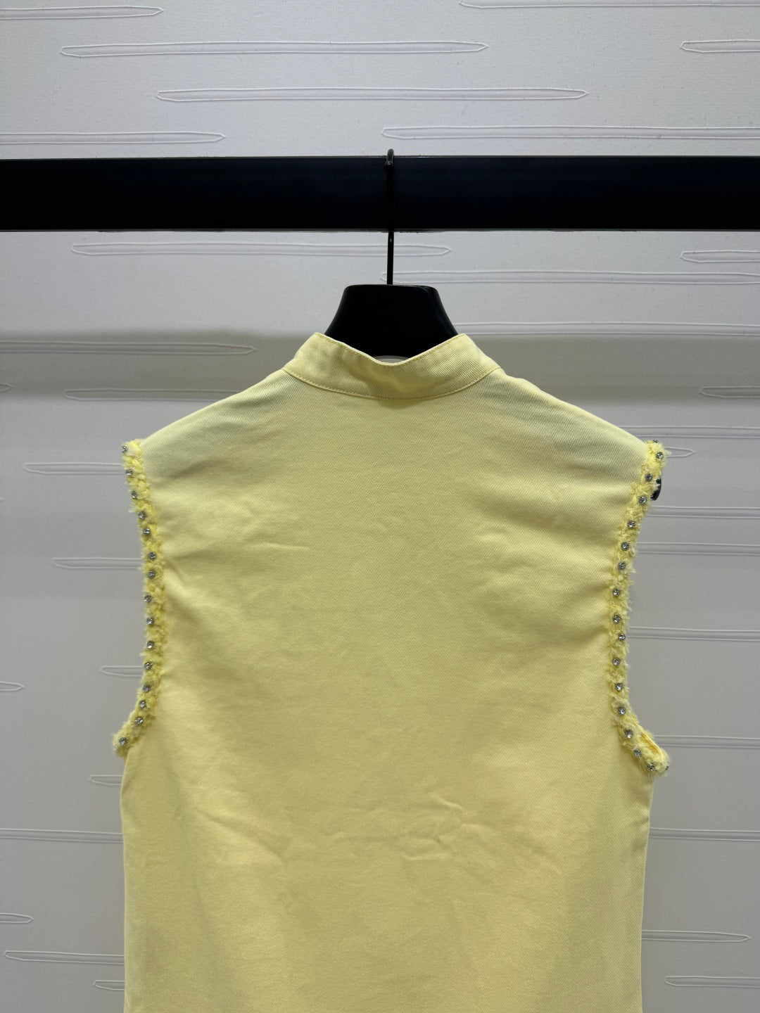 GUCCI SLEEVELESS DENIM TOP WITH STAND COLLAR