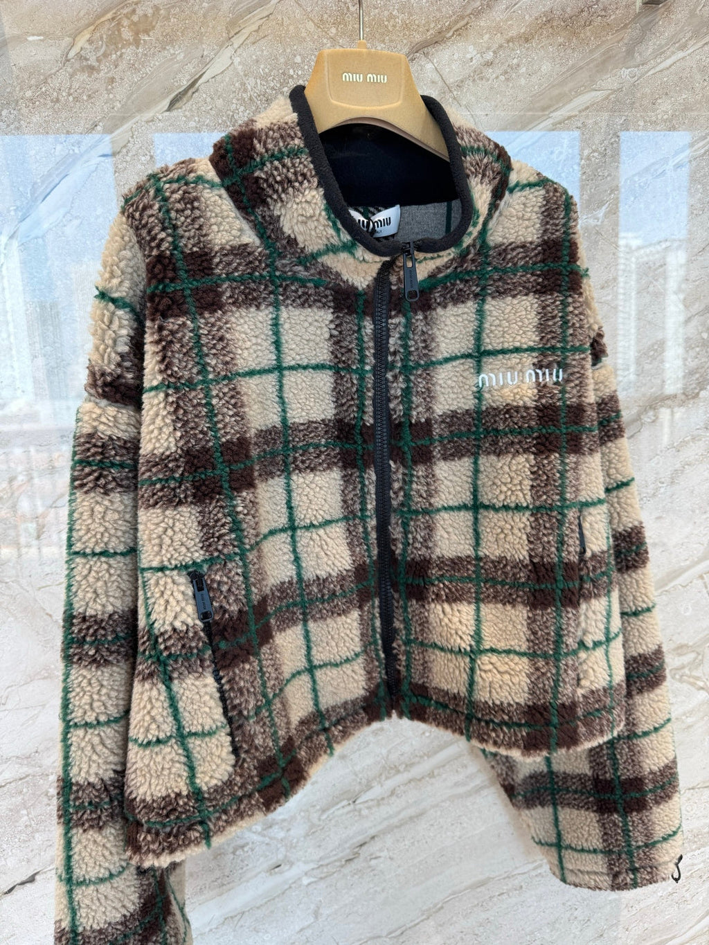 MIUMIU PLAID FLEECE JACKET STYLE 714