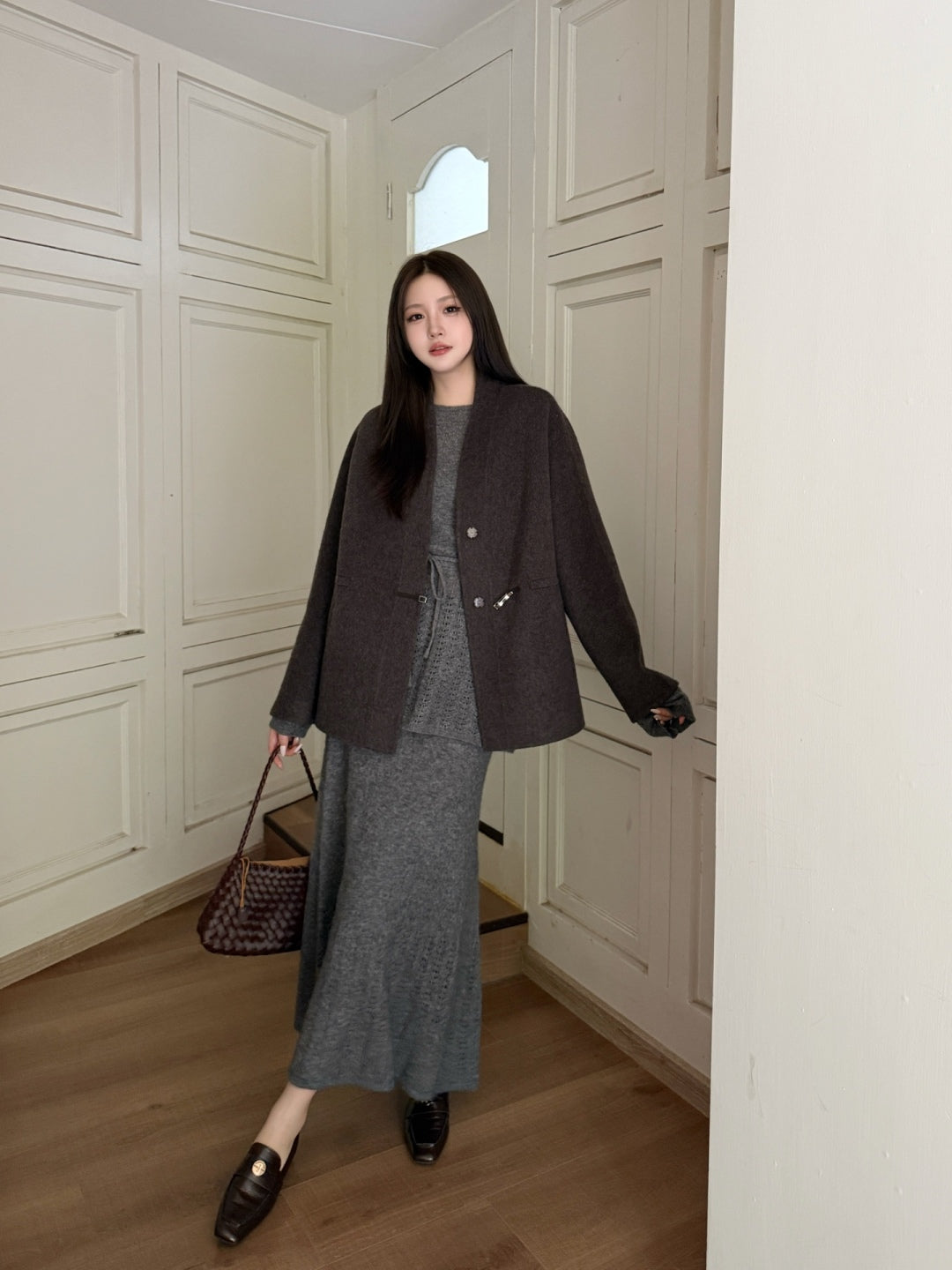 HERMES HERMES 25S REVERSIBLE LONG KNIT CARDIGAN 173