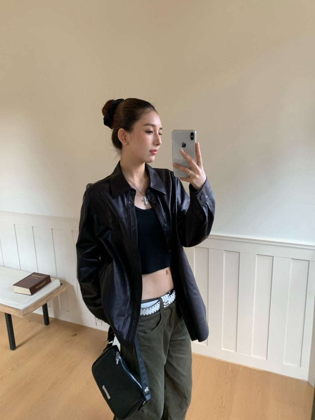 PRADA 25S LEATHER SHIRT JACKET 451