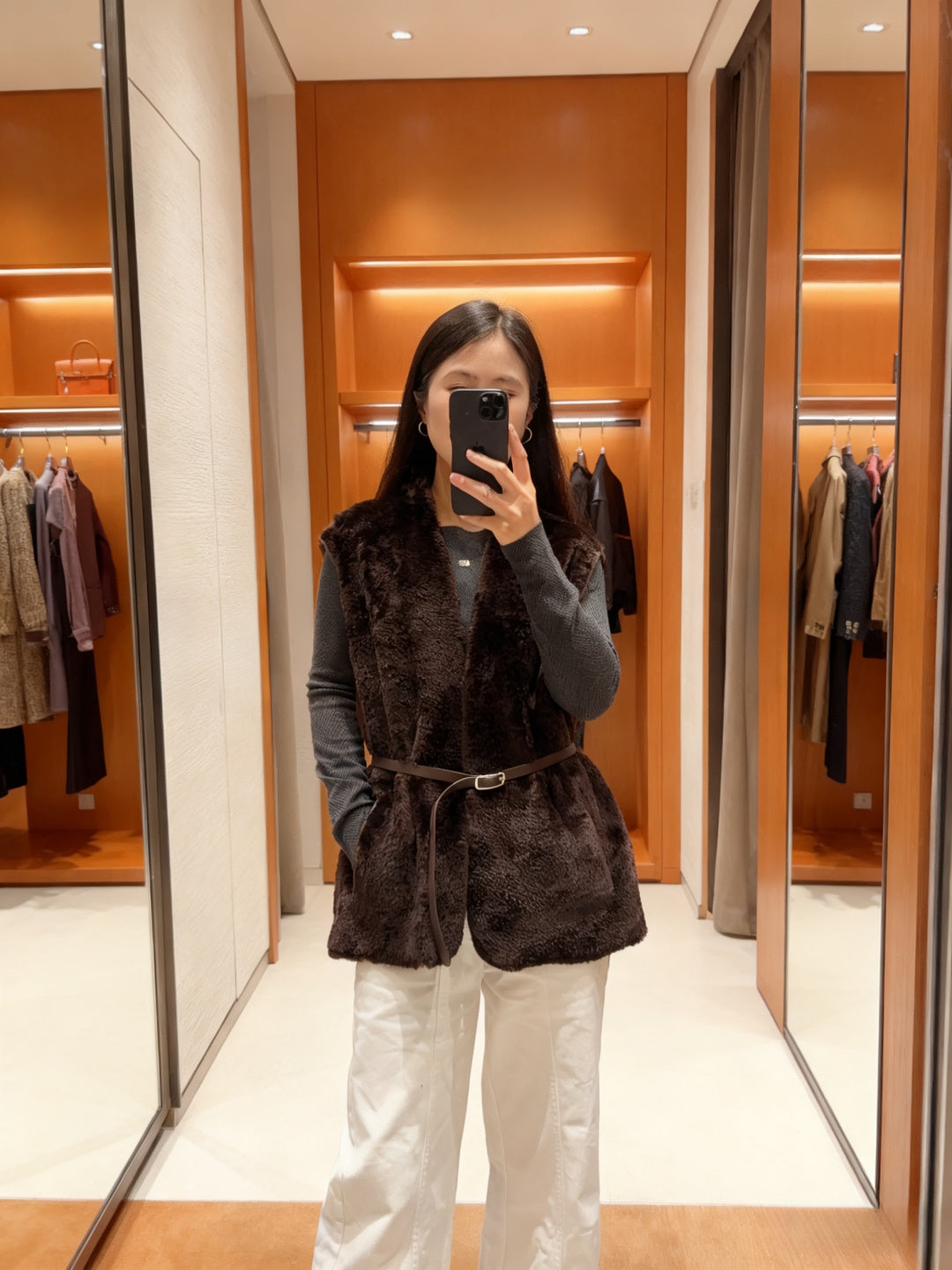 HERMES 25S SHEARLING VEST 375